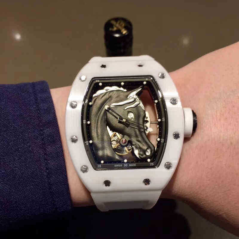 

multi-function SUPERCLONE watches wristwatch Luxury richa milles designer ceramic hollowed out horsehead automatic men's mechanical watch at, Same price