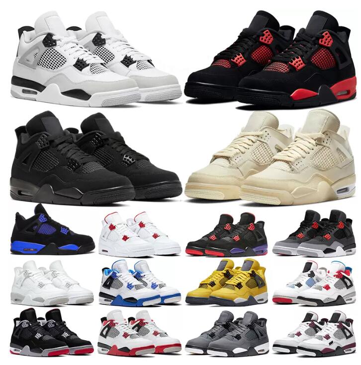 

Jumpman University Blue 4 4s Basketball Shoes Mens Cream Sail Red Thunder Lightnings White Oreo Bred Taupe Haze What NOIR The Black Cement, 19
