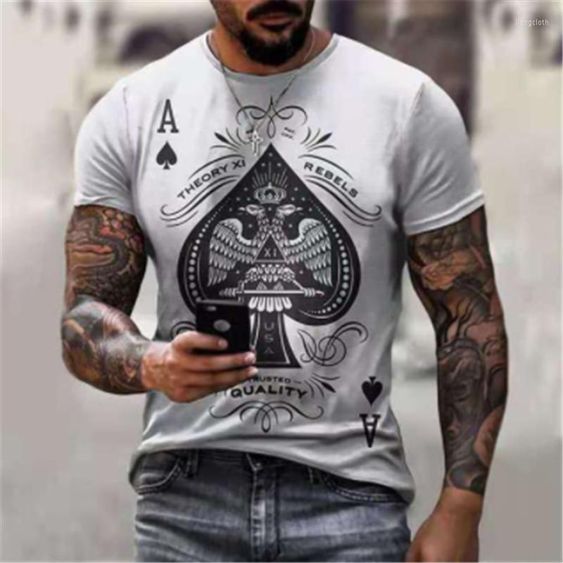 

Men' T Shirts Casual Retro Short Sleeve Shirt 3D Printing White Spades A Harajuku Fashion, Picture color