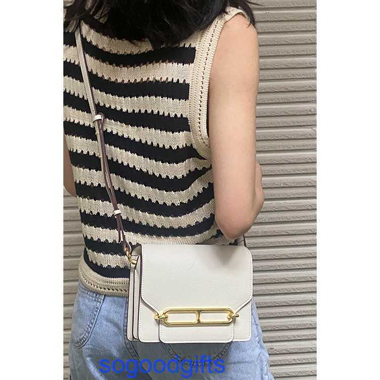 

Womens Roulis's Designer Herme Bags Genuine Leather With Strap Shoulder Handbags Leather bag female summer 2022 new fashion pig nose high sen, Elephant grey / gold buckle