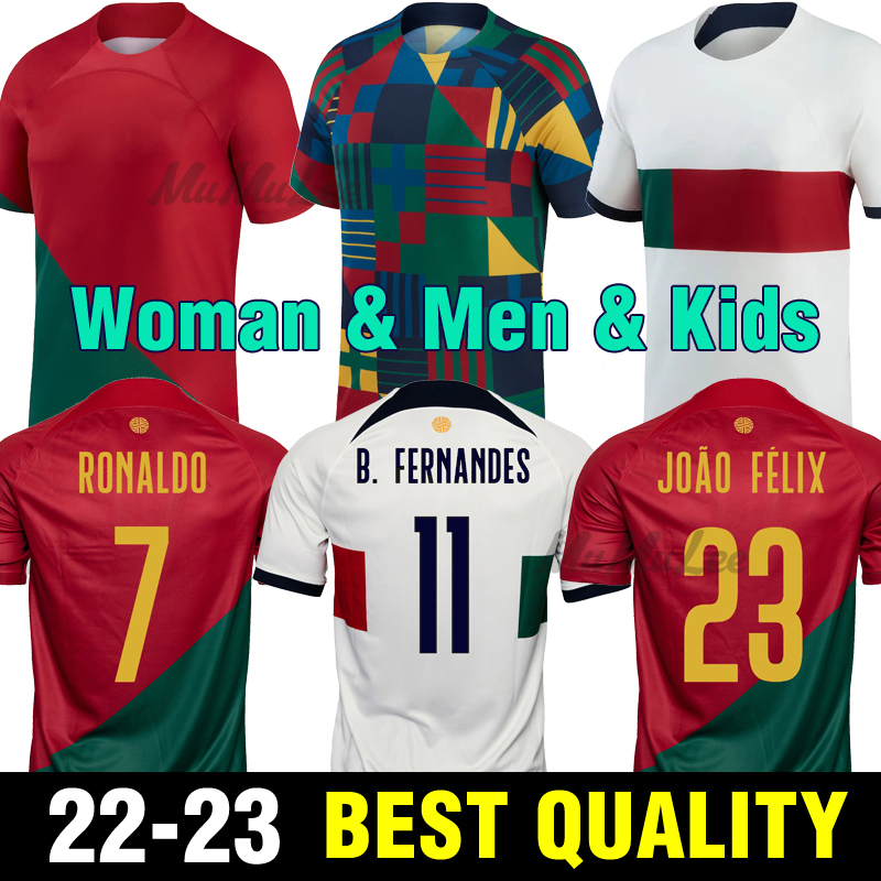 

S-4XL 2022 Fans soccer jerseys PortuguesaS Maillot Foot JOAO FELIX RUBEN NEVES BRUNO FERNANDES DIEGO J. OTAVIO 22 23 football shirt Woman Men Kids