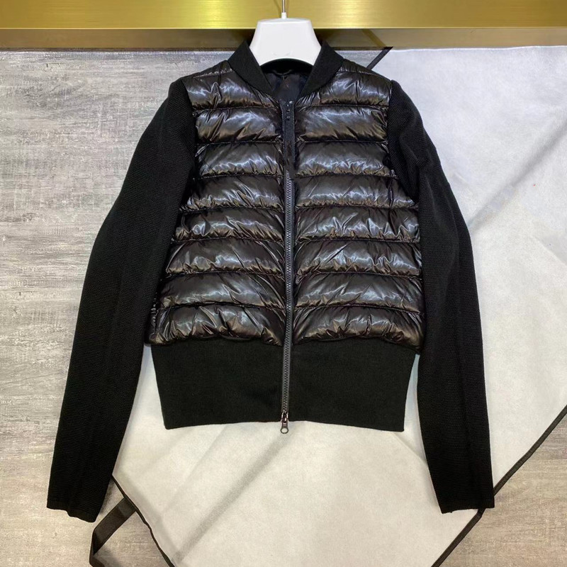 

Women Down Jacket Long Sleeve Patchwork Knitted Puffer Coat High Waist Outerwear Fall Black Coat Early Winter Fashion Short Female Clothing Spring S, Red