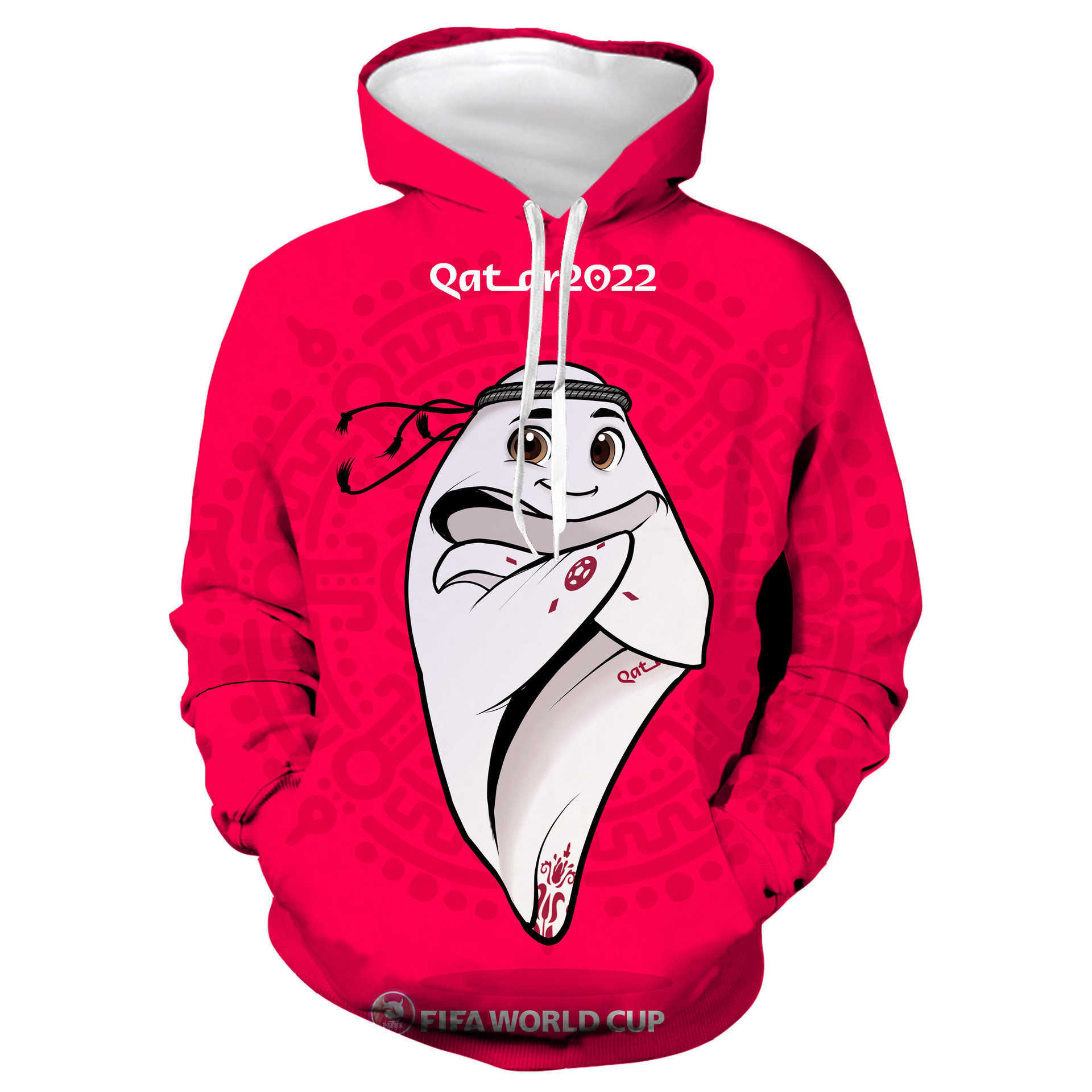 Men's Hoodies Sweatshirts 2022 Qatar World Cup international football mascot 3D digital printing hoodie for men and women
