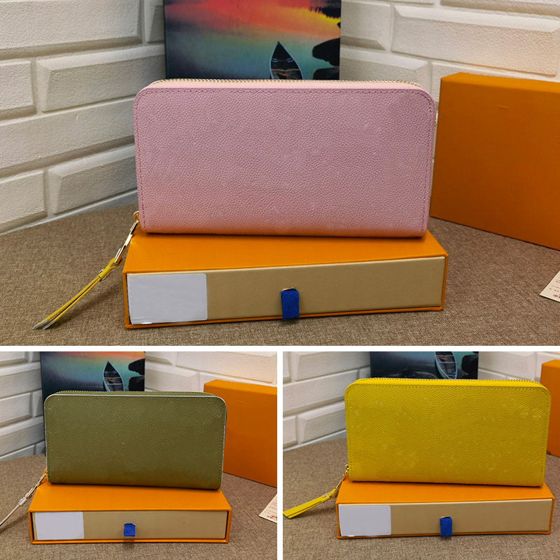

Designer Womens Zip Wallet Ladies Handbags Embossed Leather Classic Zipper Clutch Bag Pocket Organizer Coins Purse Cards Holder Long Luxury Wallet with Box, Pink