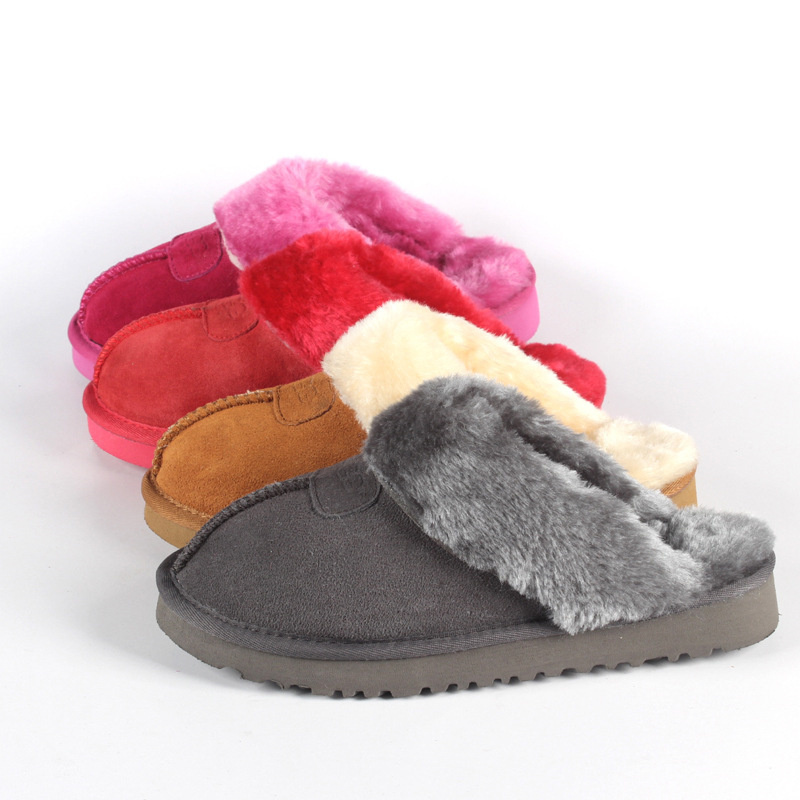 

designer wool Slippers winter Booties slides snow Moccasins Scuffs Plush Rubber Indoor classic non slip mens women sports sneakers trainers size US4-14, 13 m4-7