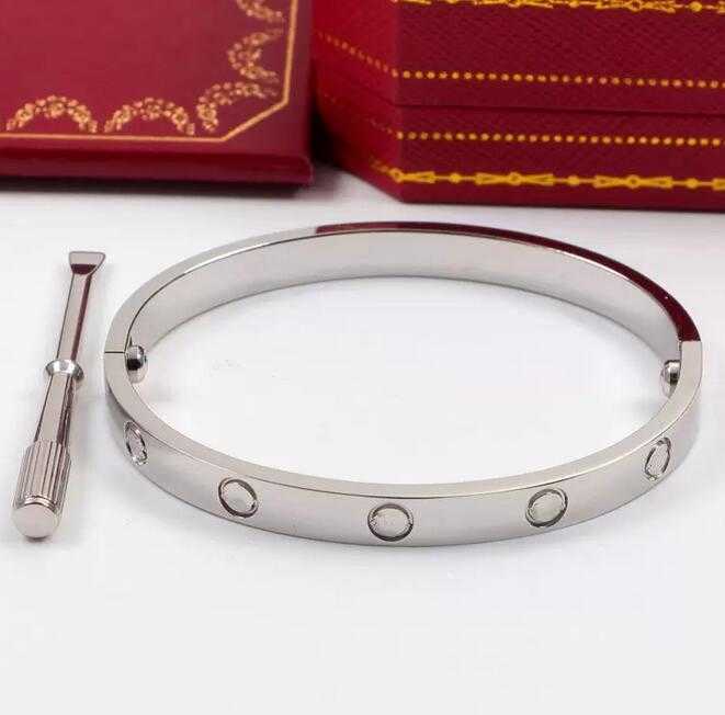 

Hot Titanium Steel Love Bracelets silver rose gold bracelet Bangles Women Men Screw Screwdriver carter Bracelet Couple Jewelry with bag