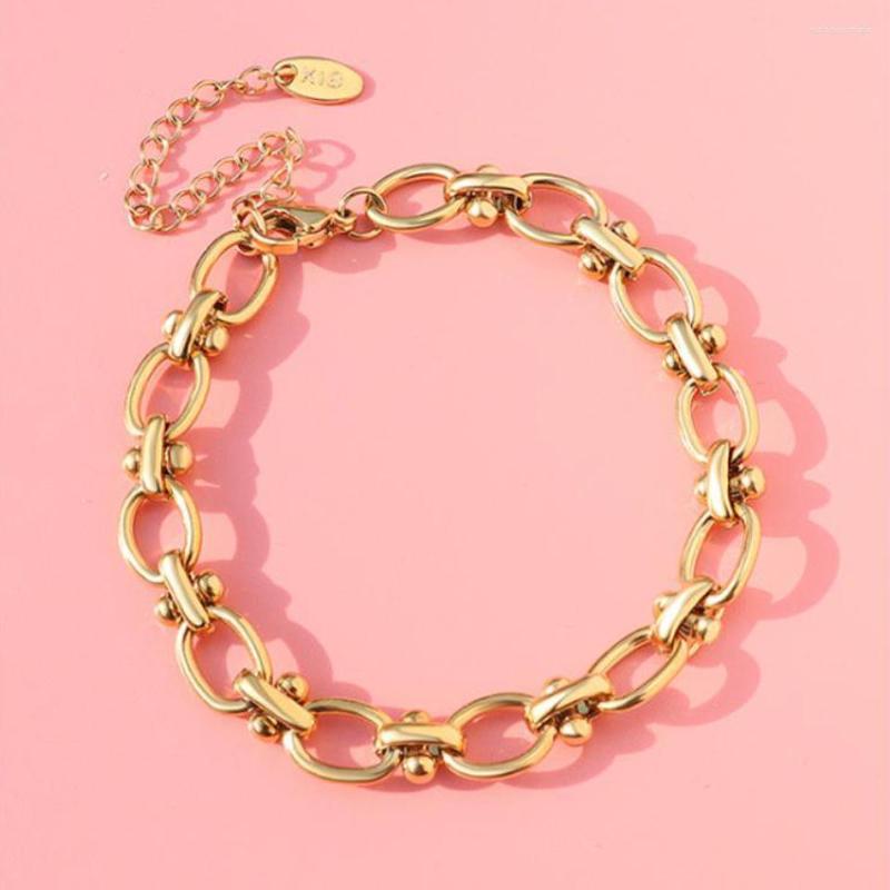 

Charm Bracelets Beads With Circles For Women Gold Color 18 K Stainless Steel Bracelet & Bangles Fashion Jewelry Friends Gift Pulseras