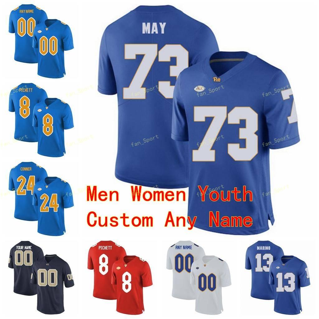 

College wear Custom Pittsburgh Panthers Pitt College Football Jersey 5 Tre Tipton 69 Adam Bisnowaty 8 Kenny Pickett Men Women Youth Kids Sti