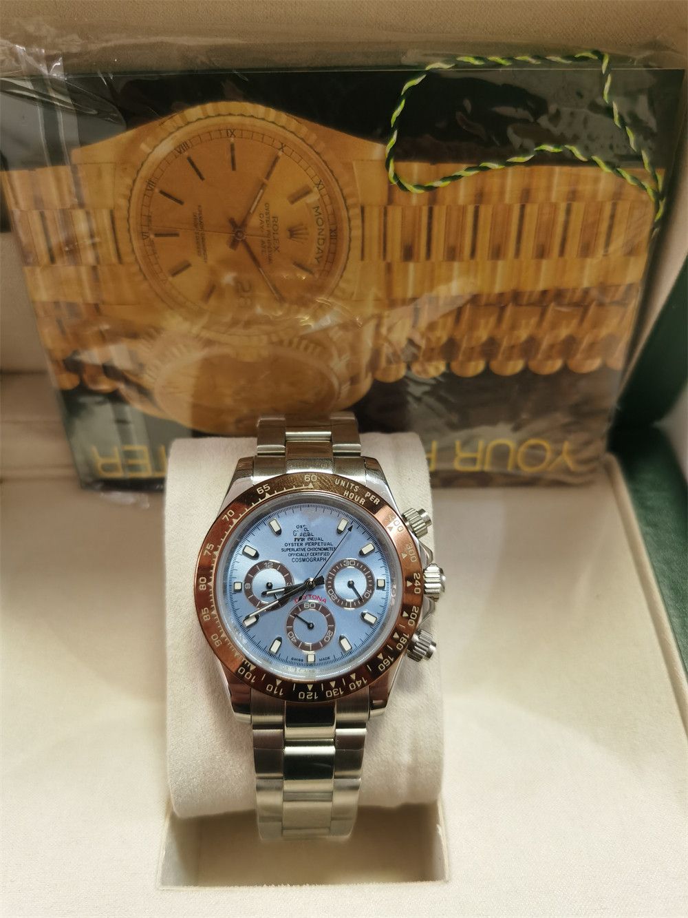 

With original box Luxury Mens Watches 116519LN Watch Montre De Luxe Automatic Wristwatches Steel ring Bezel 316L Adustable Folding Buckle 20 Color, Style 1 original box + watch