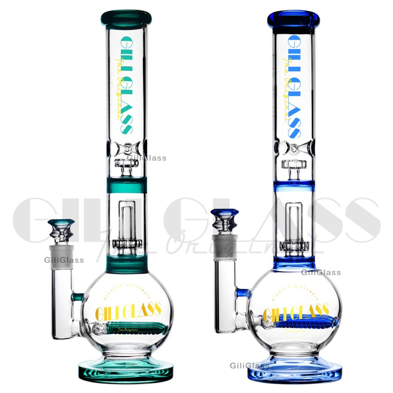 

15.5Inch Glass Water Bongs Hookahs Black Number 8 Ball Perc Inline Recycler Dab Rig 18.8mm Joint