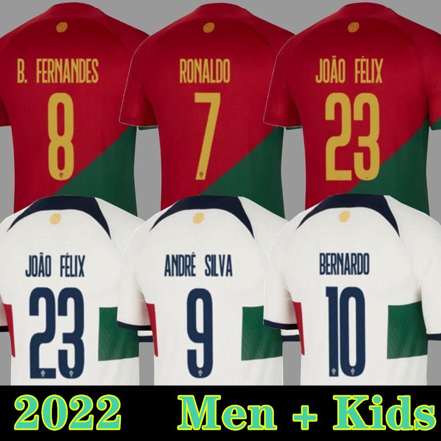 

2022 FERNANDES PORTUGAL soccer jerseys Portuguesa RONALDO BERNARDO JOAO FELIX ANDRE SILVA DIOGO J. R.LEAO PEPE home away football shirt Men women Kids kit jersey, Home kids