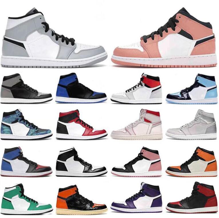 

2022 Basketball Shoes 1s High Og Men Women Jumpman 1 Mid Light Smoke Grey Black Metallic Gold Obsidian Fire Red Cat Mens Sneakers 36 -46, As photo 5