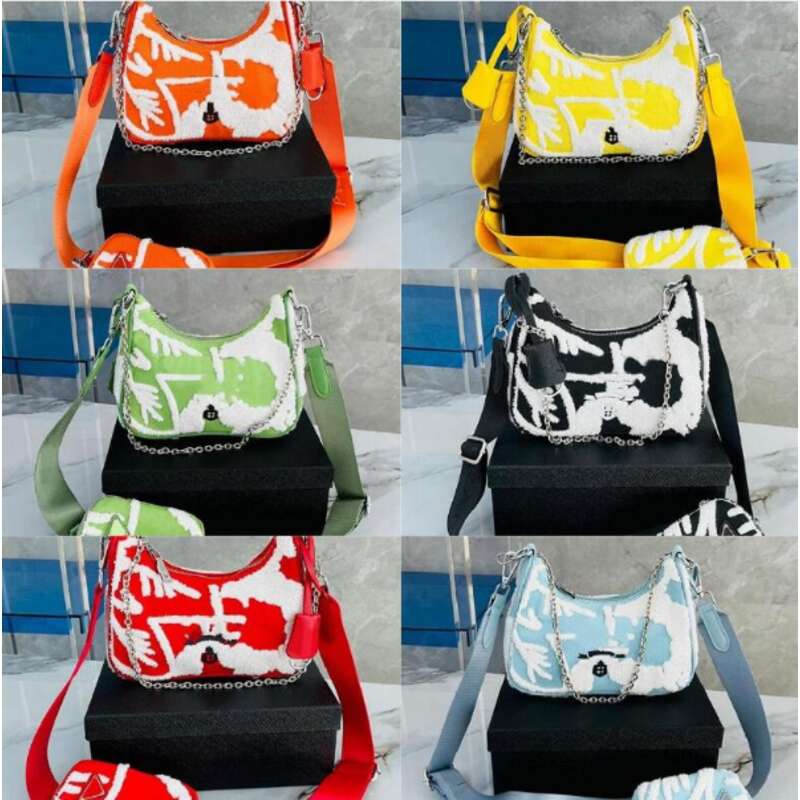 

Evening Bags Women Hobo Bags Handbag Chain Shoulder Bag Floral Lambwool Embroidery Twill Stripes Strap Canvas High Quality Wallet Detachabl