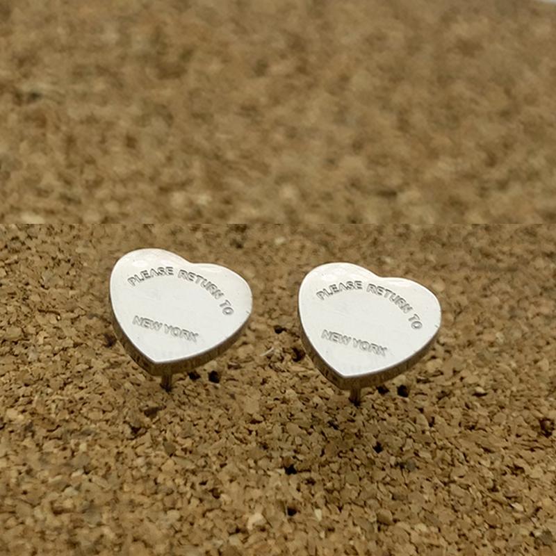 

T gold heart earring women rose Stud couple Flannel bag Stainless steel 10mm Thick Piercing jewelry gifts woman Accessories wholesale