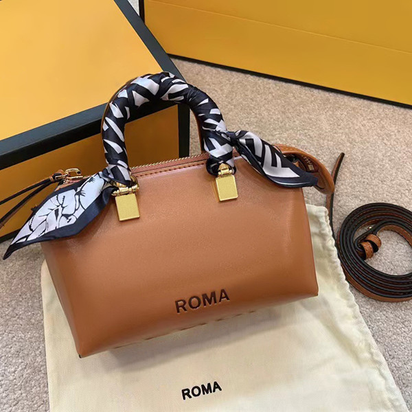 

Luxury Designer fend duffle tote bag Leather mens women's with silk scarf and shoulder strap travel vintage pochette handbag brand luggage mini clutch crossbody bags, Black