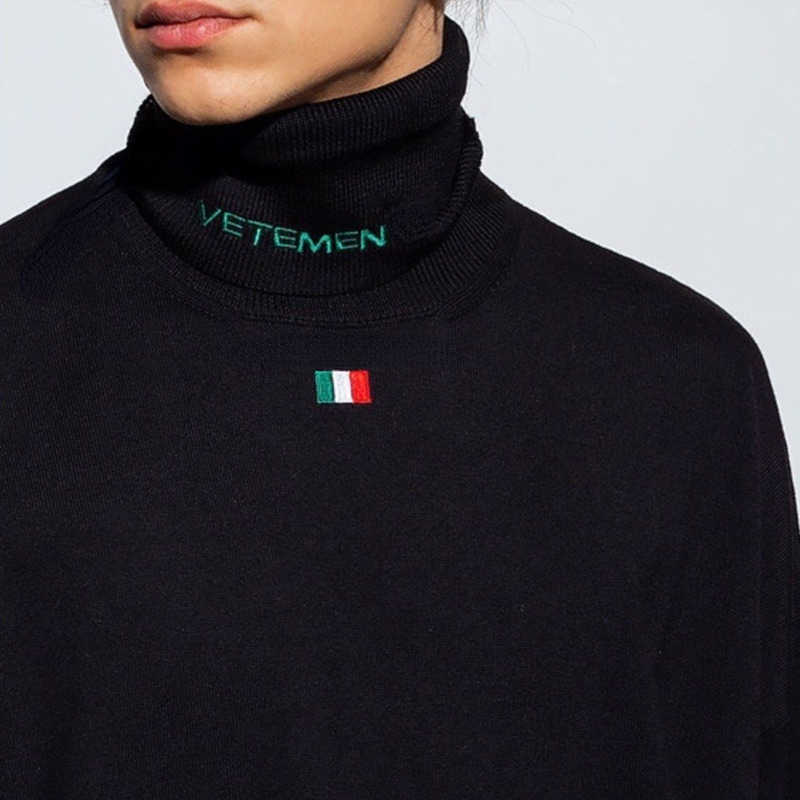 

High quality mens sweater Vetemen letter embroidery turtleneck pullover designer wool sweaters man sweatshirt women winter warm long sleeve knitted coat, White