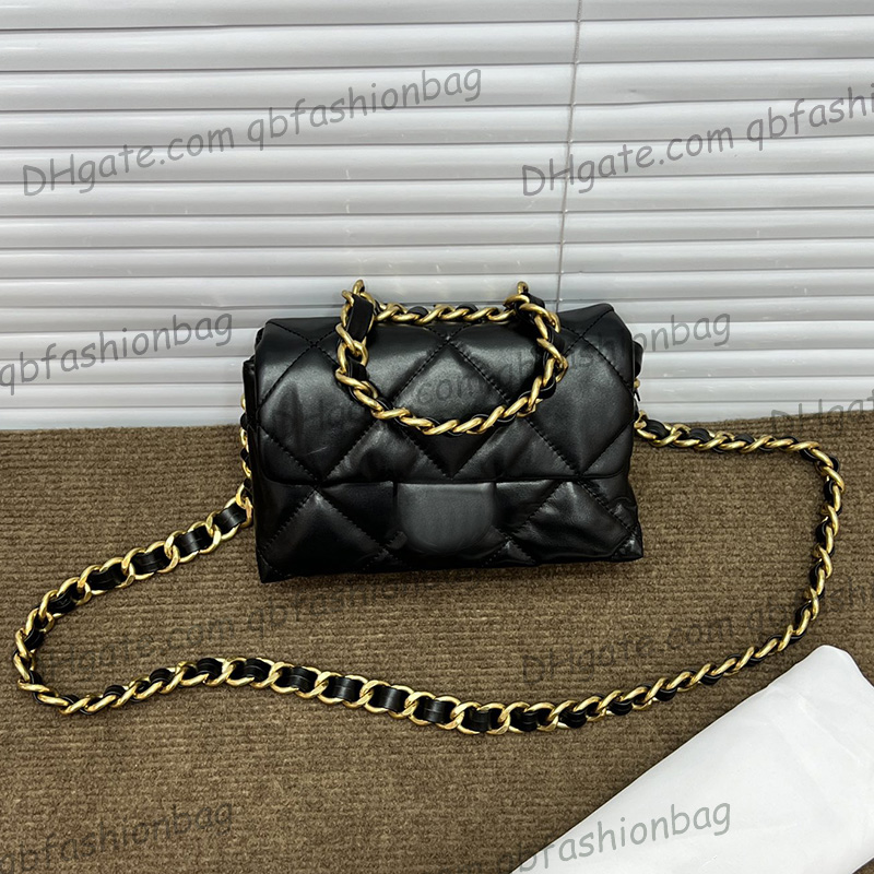 

French Womens Calfskin Classic Flap Quilted Bags Bracelet Chain Handle Totes Thich Gold Metal Hardware Matelasse Chain Crossbody Shoulder Accordion Handbags 24CM, Box