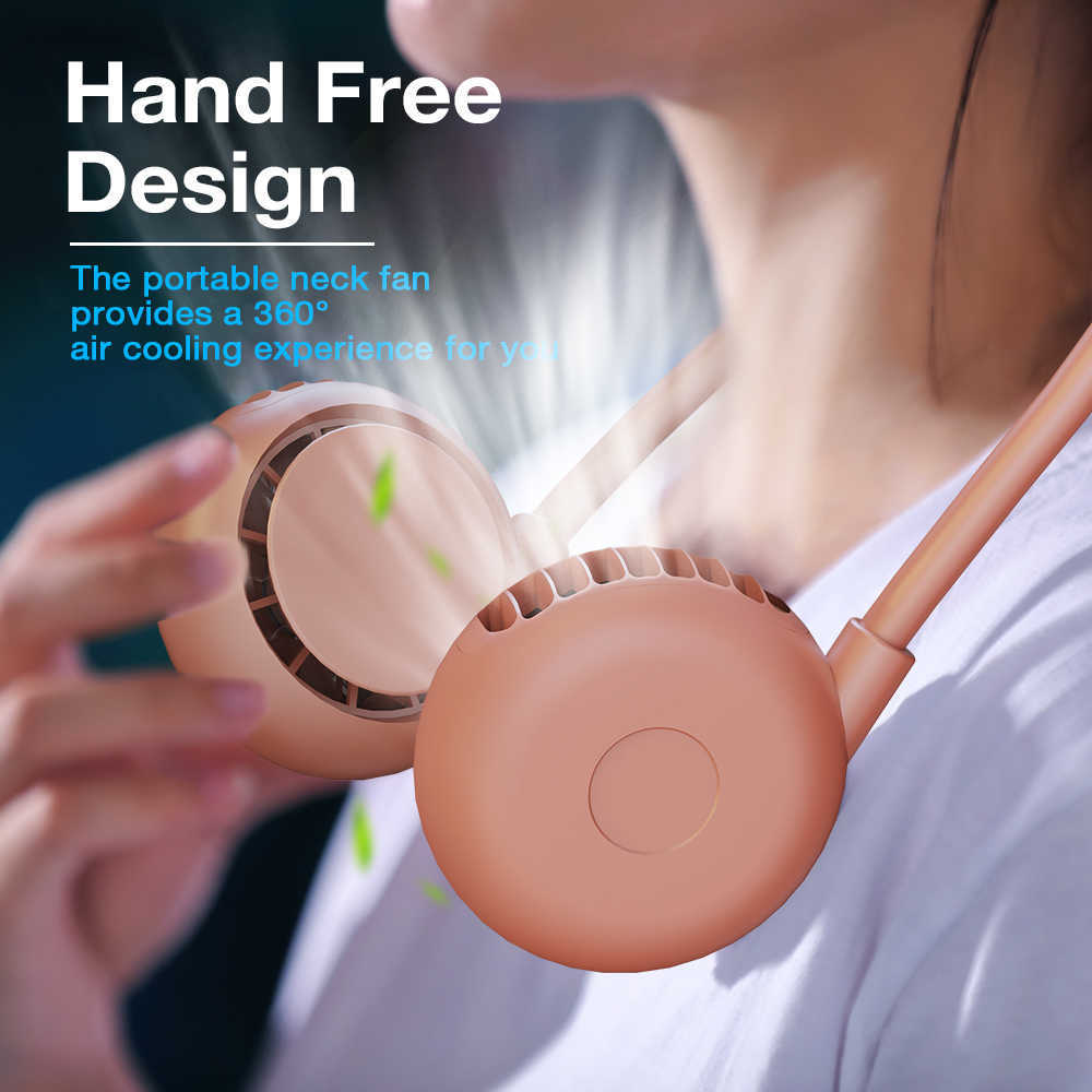 Electric Fans Mini USB Portable Fan Hands-free Neck Fan Rechargeable Battery Small Portable Sports Fan 2000mA Desk Hand Air Conditioner cooler T2-image-806532037