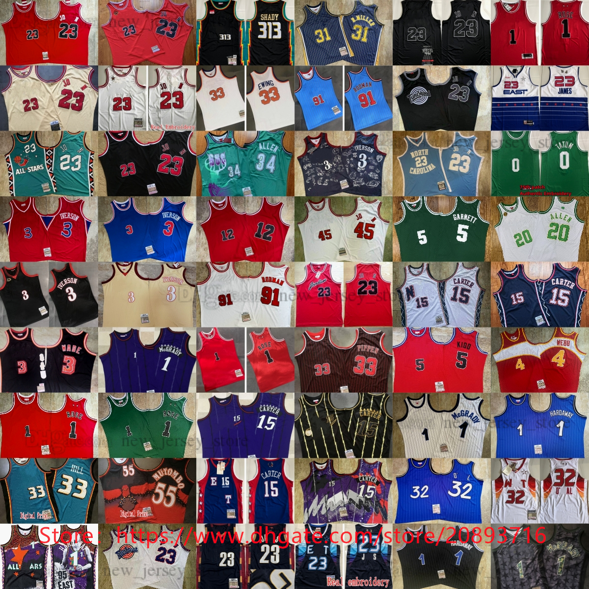 

Mitchell Ness Real Stitched East Basketball Jerseys Allen Rose Iverson Durant Irving Harden Kidd Another Wade Spud Garnett Carter Mutombo McGrady Hardaway Ewing, Choose number on photo