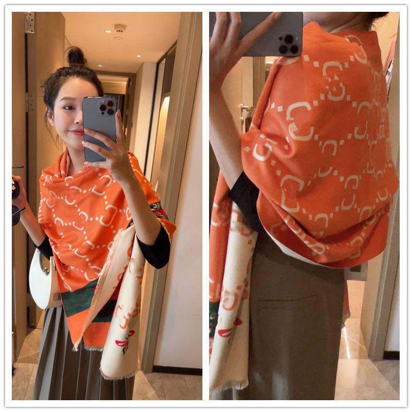 

Designer Autumn Winter Scarf Pashmina Scarves Girls luxury Cashmere Big Letter Double G Plaid Design for Man Women Shawl Long Neck Size 180x70cm 5 color