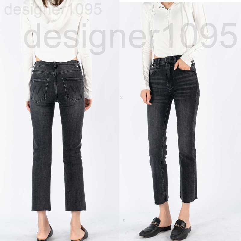 

Women's Jeans designer The new Mother in autumn and winter of 22 is the same type smoke gray mid waist rough edge slim straight leg for women 299Q, Smoky gray