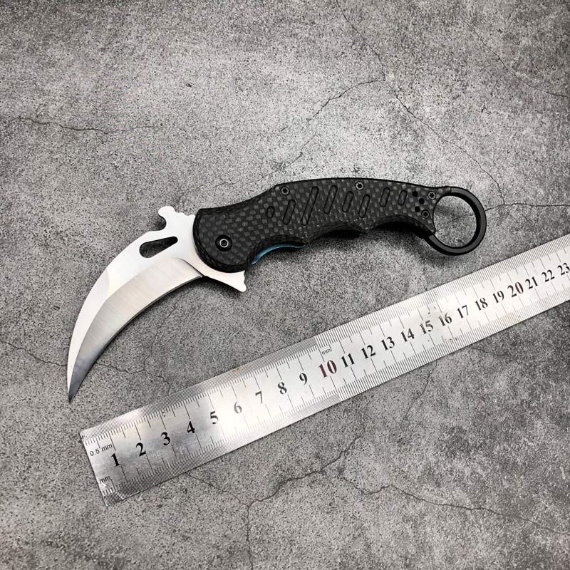 

Fox claw folding knife carbon fiber handle D2 steel camping camping outdoor Military Tactical gear Combat self-defense portable high hardness sharp Knives