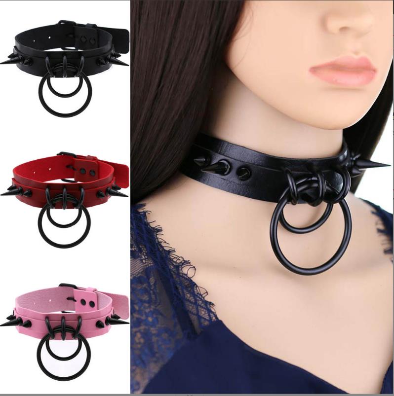 

Pendant Necklaces Punk Choker Rivet Buckle Spike Collar Necklace Black Mens Womens Studded chocker girls Gothic Jewelry Harajuku