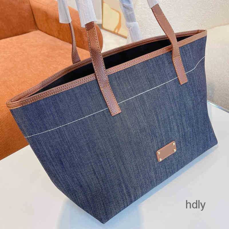 

Evening Bags Denim Tote Bags Women High Capacity Handbag Shoulder Bagss Leather Luxury Designer Crossbody Female Shopping Packs