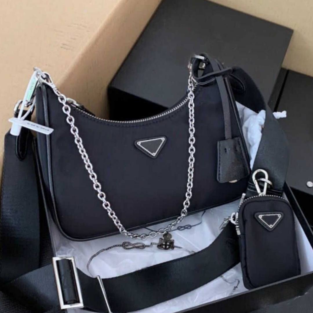 

Sale 3 piece designer bag nylon womens Luxurys handbags hobo purses lady handbag crossbody shoulder channel totes fashion Wallet Purses Shopping Women Bags Travel, 3-big white