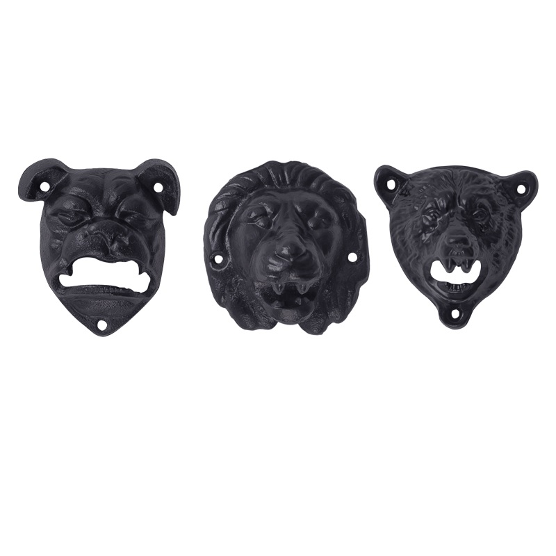 

Wall Mounted Beer Bottle Opener Vintage Funny Dog Grizzly Bear Lion Head Shaped Cast Iron Metal Kitchen Bar Barware Tools