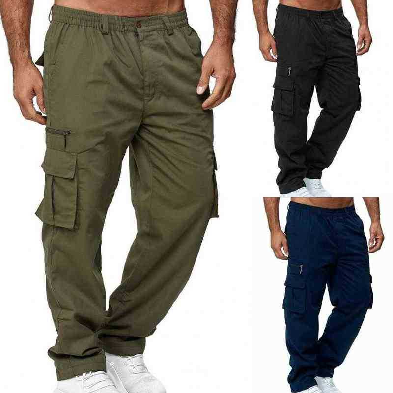 

Outdoor Cargo Pants Men Elastic Waist Autumn Pants Breathable Autumn Pants Solid Color for Work cala masculina H1223, Navy blue