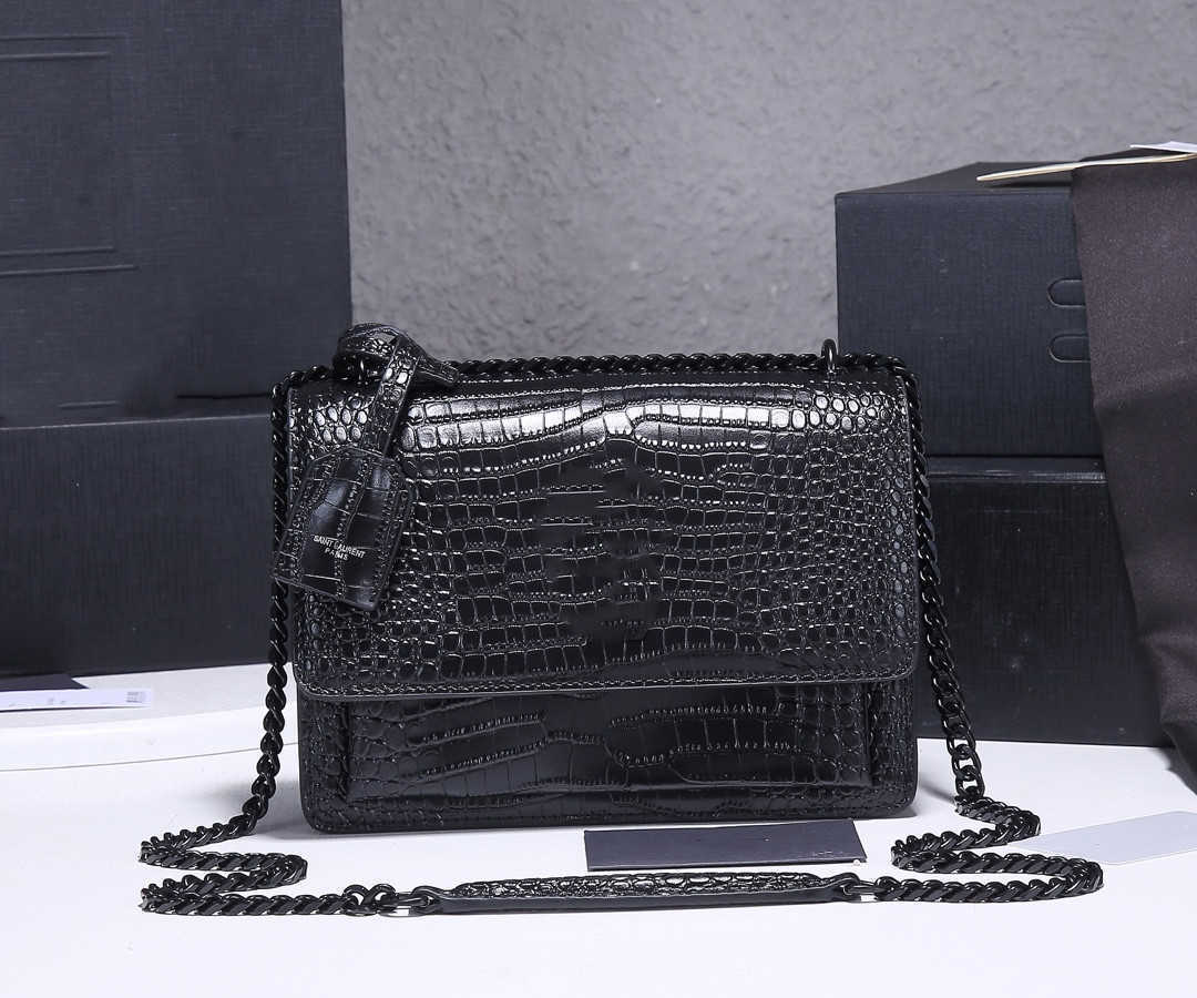 

evening Bags Top Quality Luxurys Fashion Crocodile pattern bag Woman Messenger bags Shoulder Vintage Ladies Crossbody handbag Handbags Femal