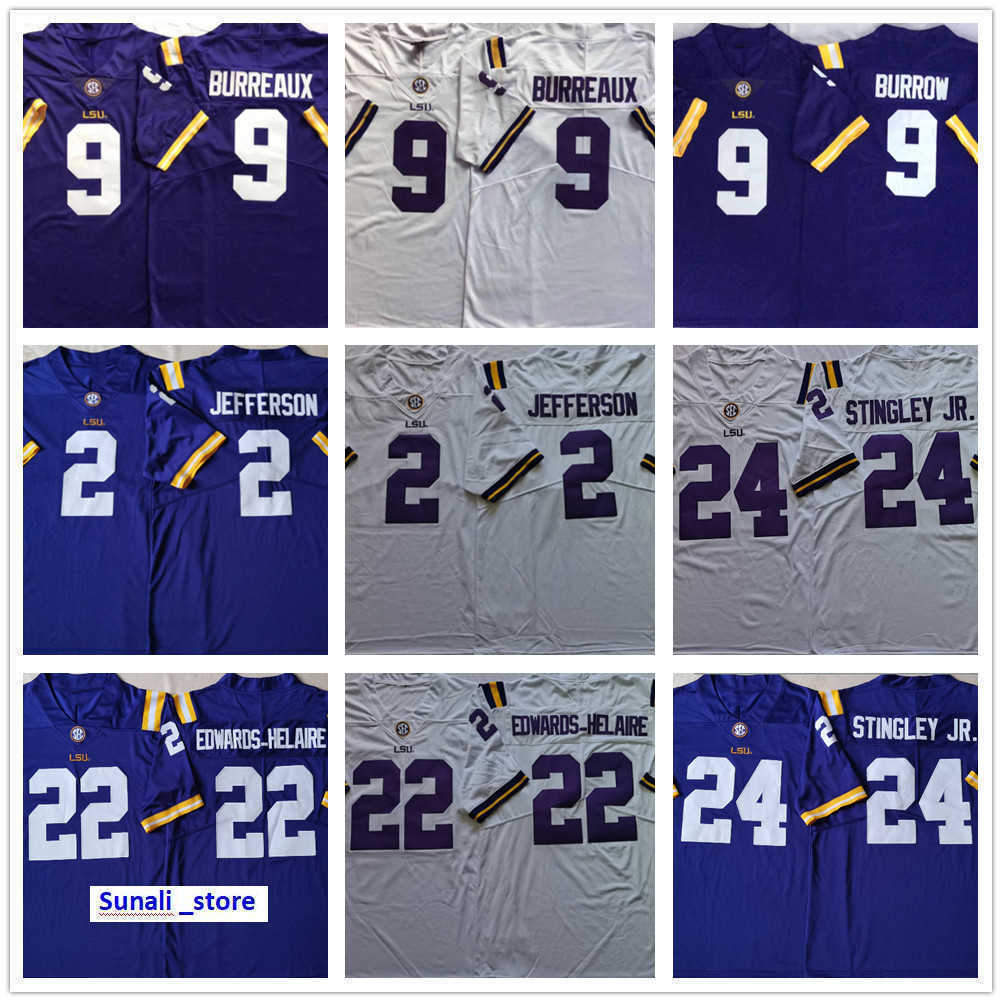 

LSU Tigers Man College 9 Joe Burrow Burreaux Jerseys 2 Justin Jefferson 22 Clyde Edwards-Helaire 24 Derek Stingley Jr. Football Stitched Man Women Kids Youth, Purple