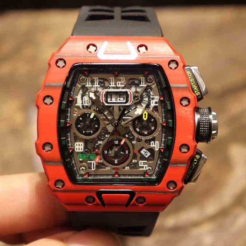 

Superclone Luxury Mens Mechanics Watch Richa Milles Red Case Men Sapphire Automatic Mechanical Limited Flyback Titanium Carbon Fiber Black, Green