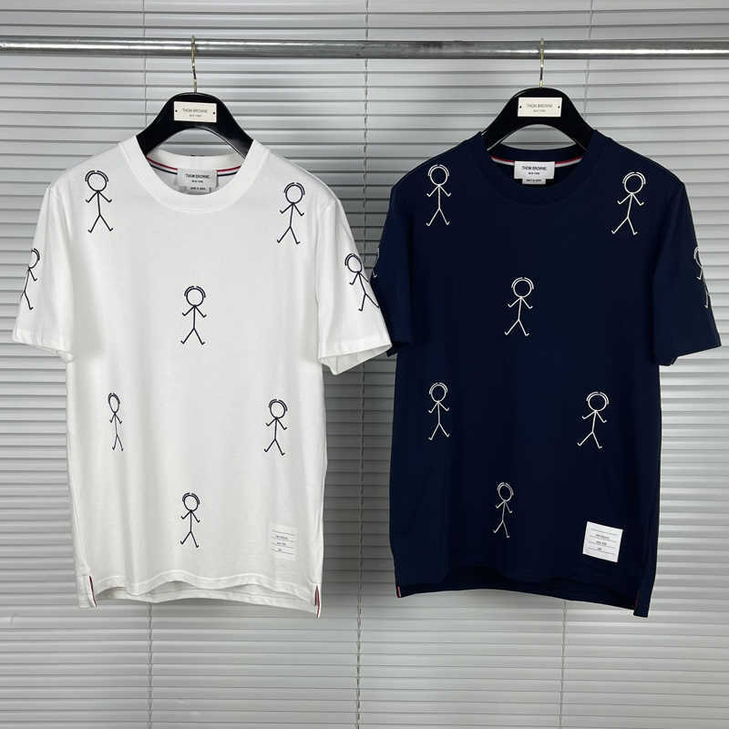 

2022 Fashion Tb Thom Brand T-shirt Men Short Sleeve Casual Clothing Striped Summer O-neck White Cotton Tees