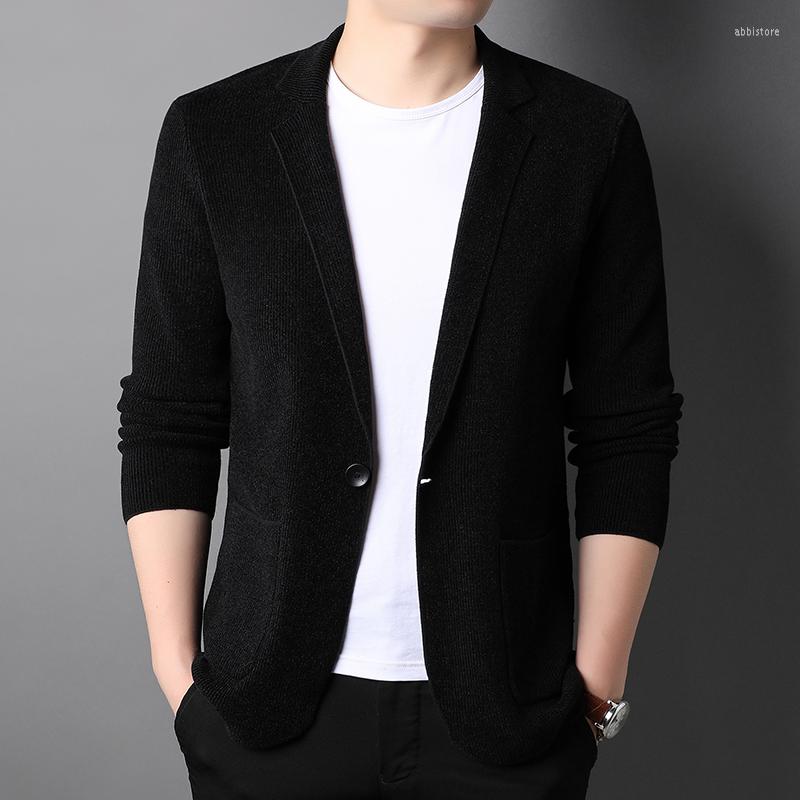 Men's Sweaters Spring And Autumn Chenille Casual Western-style Clothe Men's Trend Korean Version Pure Color Knitted Cardigan Sweater