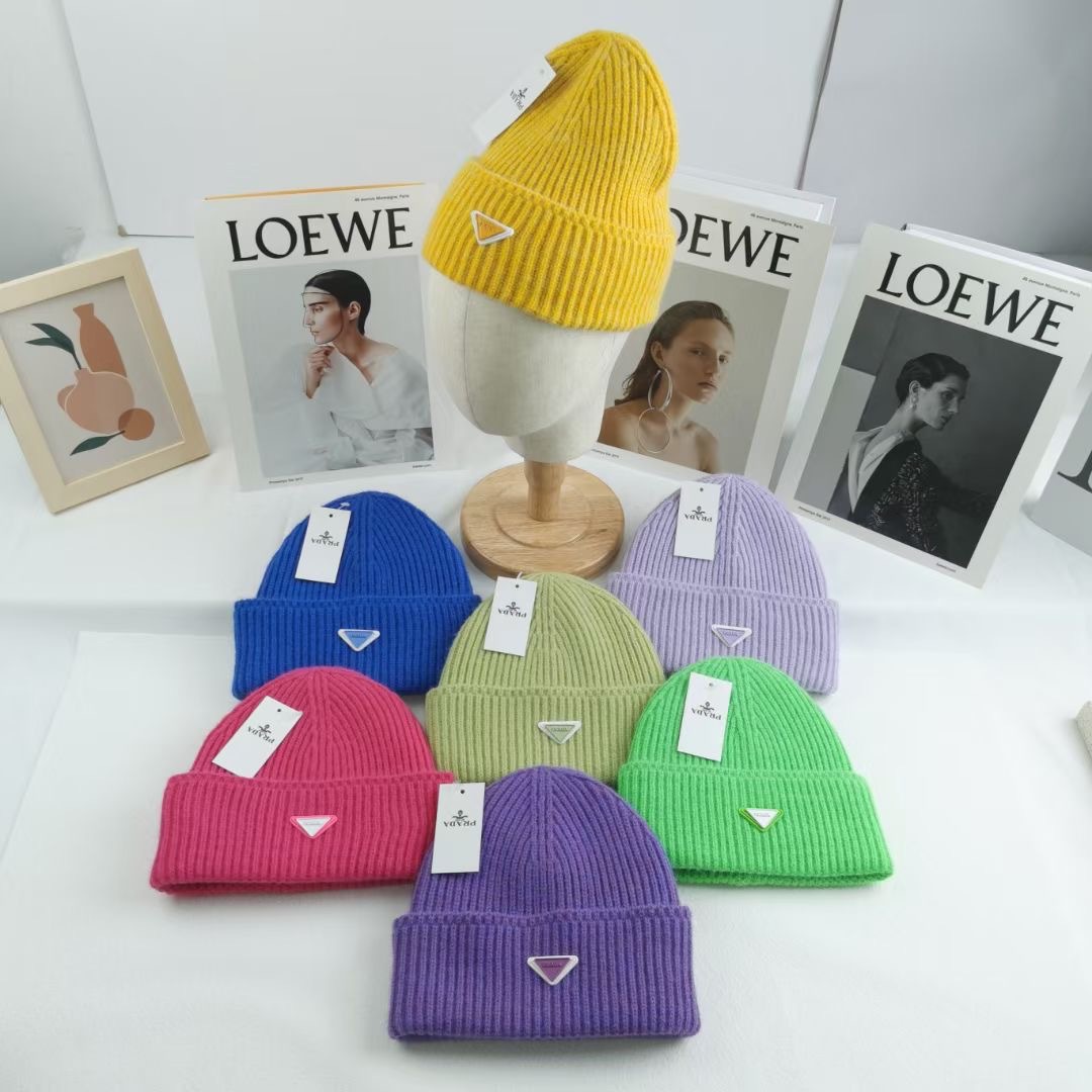 

Winter hat bonnet designer beanie hat Warm Cappello Joker female flanging inverted triangle wool skull caps fashion thickened melon skin cap, 1#