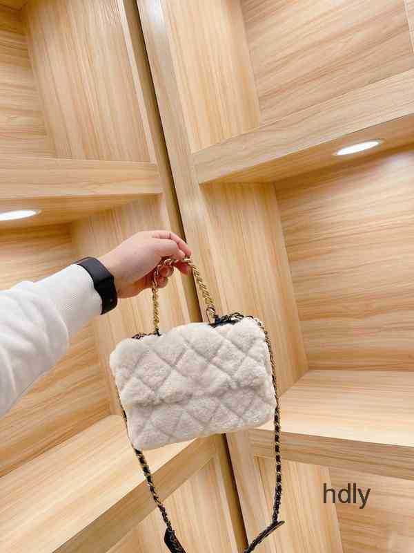 

Evening Bags Crossbody Bags Luxury Brand Designer Fashion Simple Small Square Women's 5A Quality Chain Mobile Phone Fur Handbags, Black