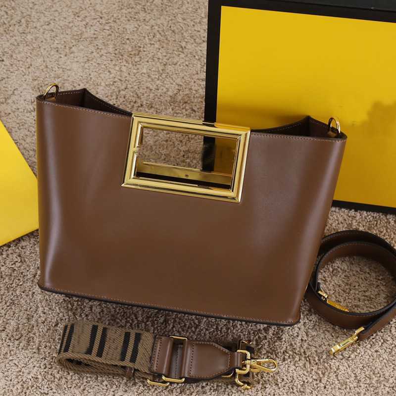 

Evening Bags Cowhide Handbag Metal Handle Tote Women Hand Bag Female Plain Handbags Leather Totes Shoulder Letter Hasp Double Straps Cross