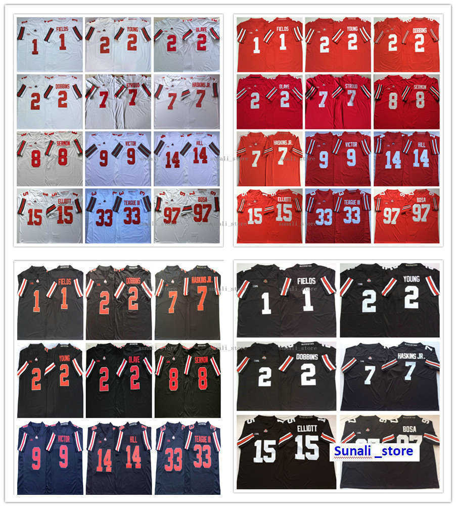 

American College Football Wear Ohio State Buckeyes Men College 14 KJ Hill Jerseys 33 Master Teague III 45 Archie Griffin 7 CJ Stroud 2 Chris Olave 1 Justin Fields 8 Trey, Red