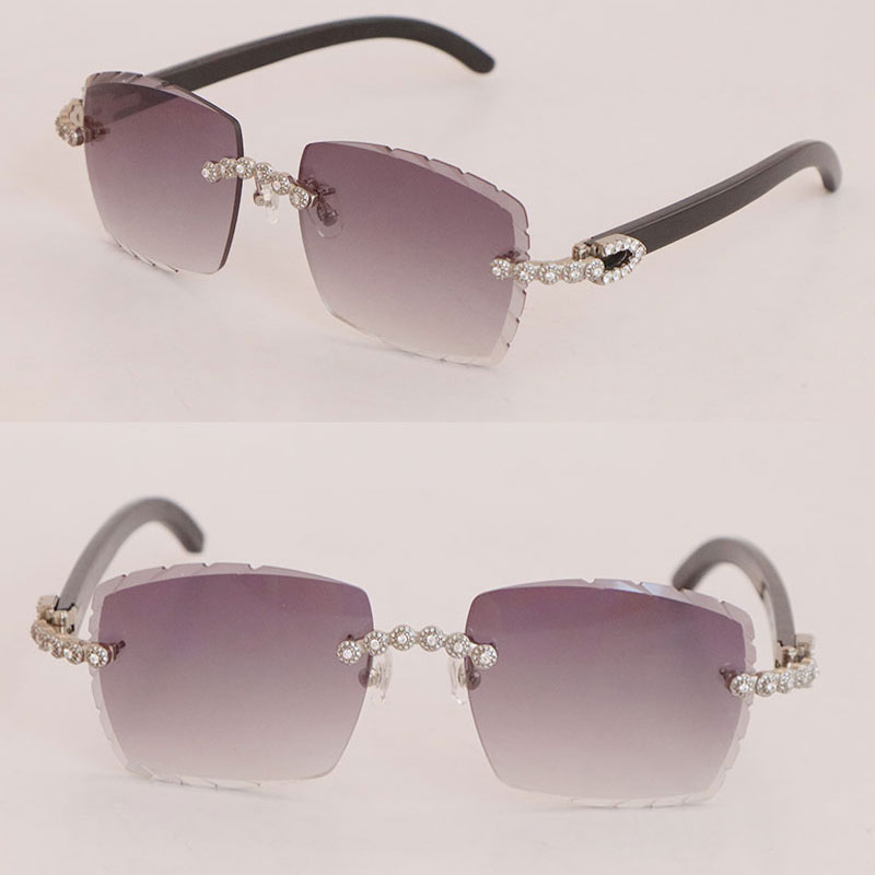 Original White Genuine Natural Buffalo Horn Rimless Sunglasses Womans 3524012 Luxury Diamond Set Glasses Men Square Sun Glasses Male and Female E-image-806716002