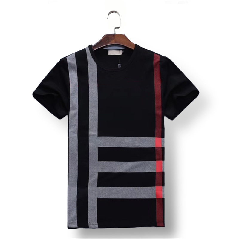 

Mens Designer T shirts Classic plaid printing tees Cotton Round Neck short sleeve Casual Breathable sweat shirt Clothing Quality Clothes Men women Sweatshirt Top, 19