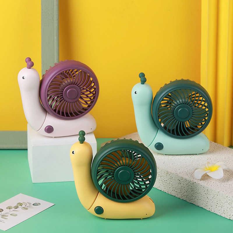 Electric Fans New Cartoon Snail Small Fan Handheld USB Rechargeable Fan Student Dormitory Desktop Portable Outdoor Fans T220924-image-806531814