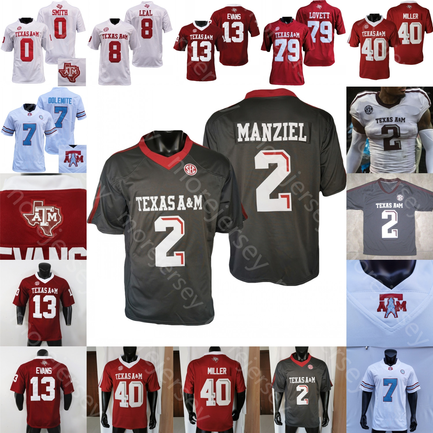 

Texas A&M Aggie Football Jersey NCAA College Johnny Manziel Von Miller Haynes King Achane Smith Johnson Russell Jr. Gilbert Cooper Stewart Brown Evans Murray, Red ii