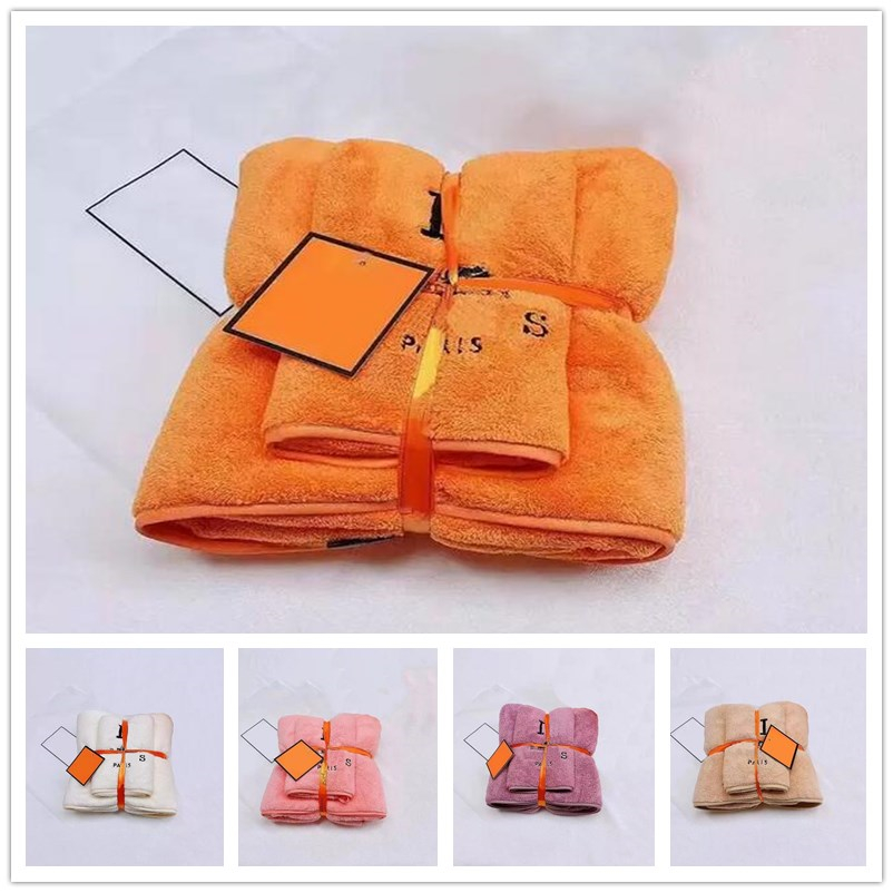 

Fashion Home Bath Towel Set 2 Pieces Coral Fleece Designer Towel Brand Letter Face Towels Men Womens Luxury Absorbent Washcloths Lover Gift, As picture