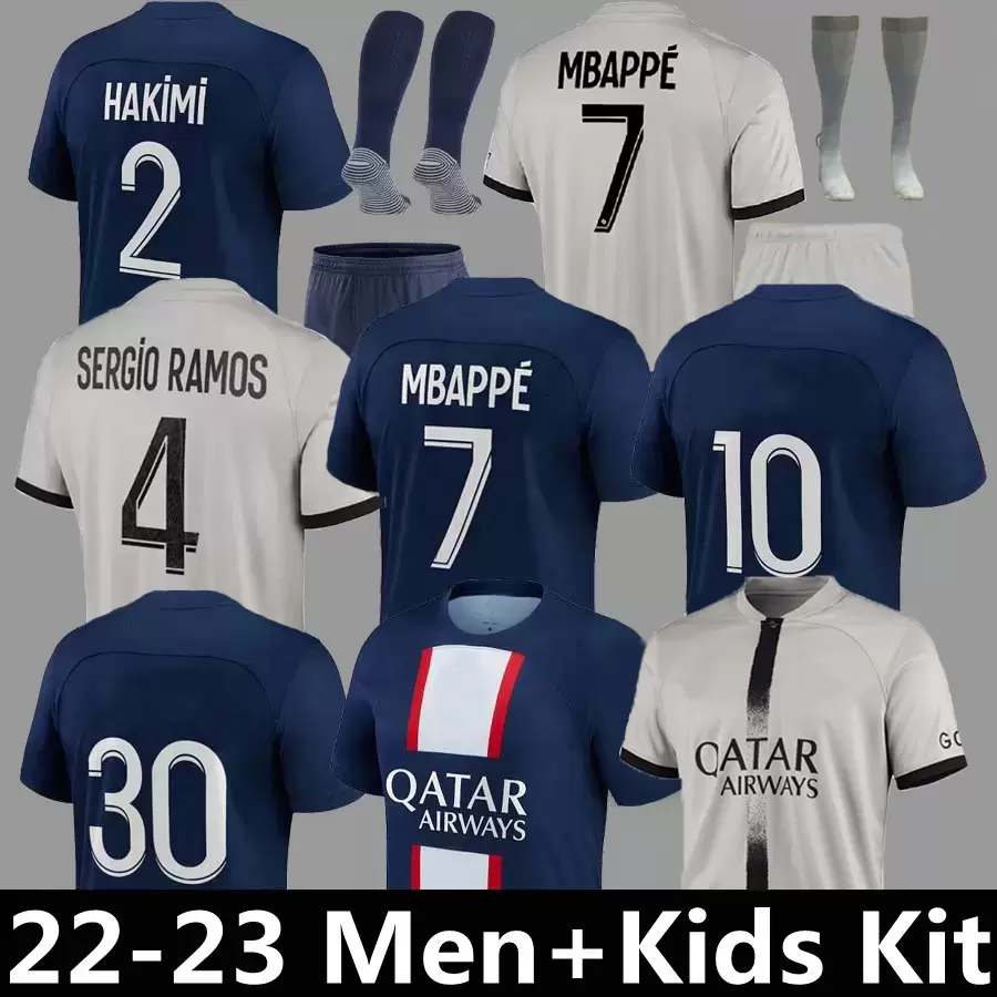 

soccer jersey 22 23 soccer jerseys 7 MBAPPE HAKIMI SERGIO RAMOS 2022 2023 PSGs WIJNALDUM N. Mendes VERRATTI Vitinha football shirt men kids, 22-23 home patch