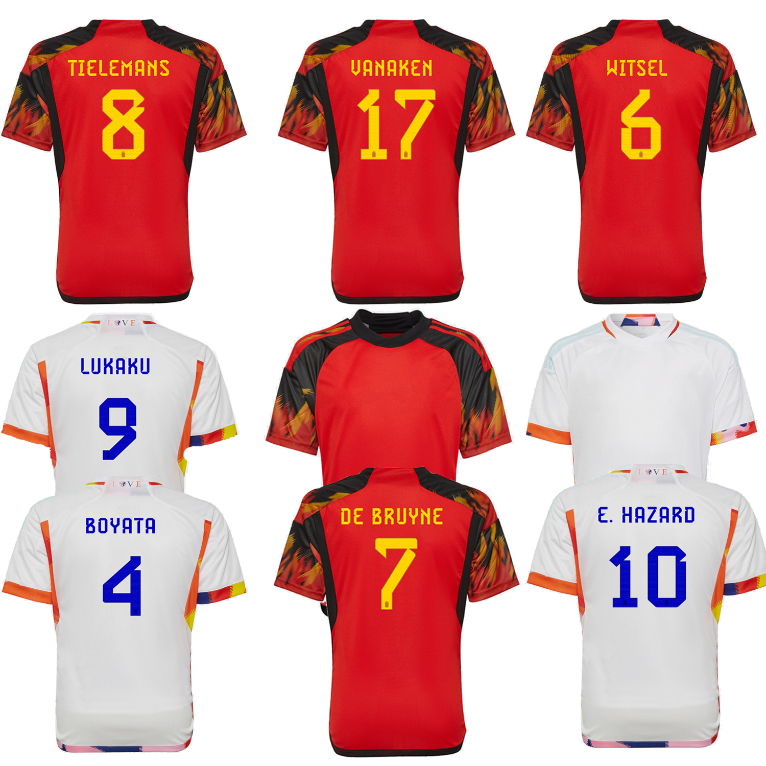 

2022 World Cup DE BRUYNE HAZARD Soccer Jersey COURTOIS LUKAKU Football Shirt Home Away TIELEMANS BELGIUM 22 23 National Football Uniforms, 2022 away