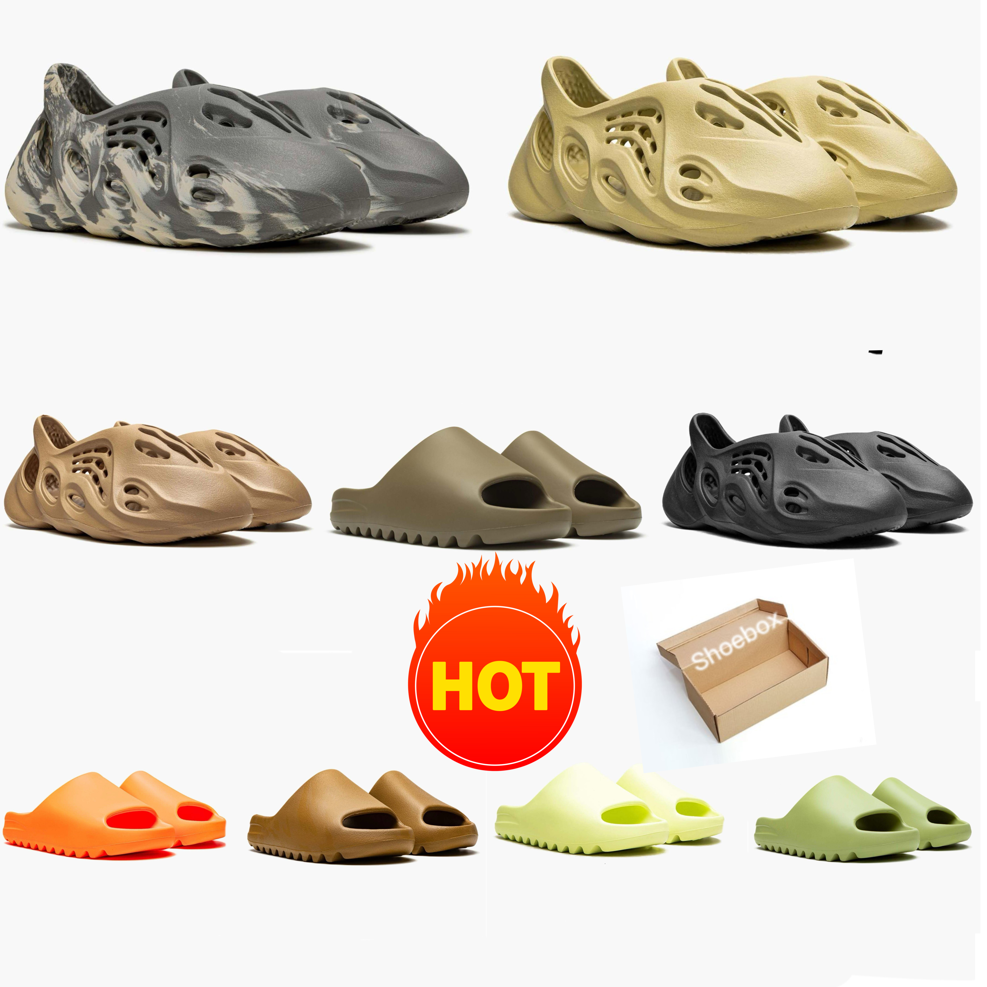 

Slippers EVA for men woman yeezies Comfortable Sandals yzzzys Glow Green Soot Onyx Black kanye Bone west Resin Desert yzzzys Sand Pure foam slides mens yezzy slide, 06