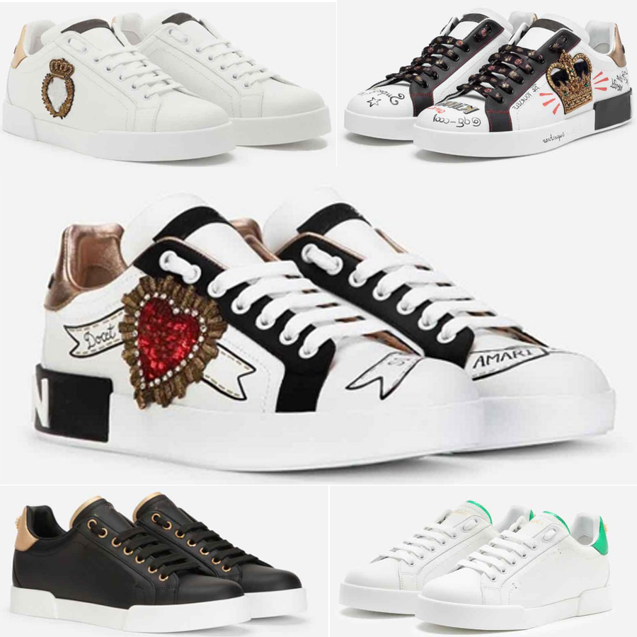 Luxury Designer 22S/S White Leather Calfskin Nappa Portofino Sneakers Shoes High Quality Brands Comfort Outdoor Trainers Men's Casual Walking EU38-46