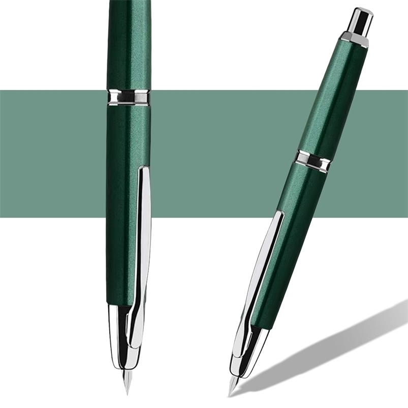 

Fountain Pens Green MAJOHN A1 Press Fountain Pen Retractable Fine Nib 04mm Metal Ink Pen with Converter for Writing gifts pens 220923, Red